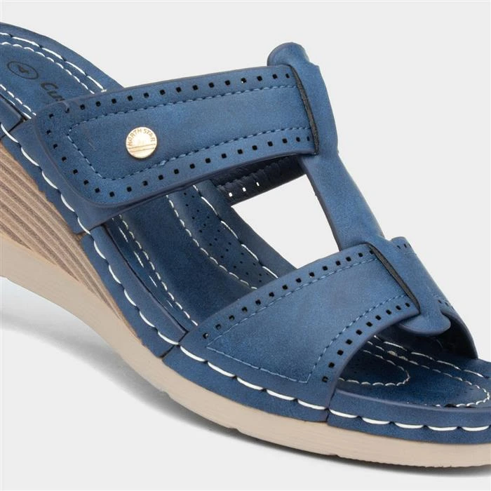 Cushion Walk Sabrina Womens Navy Wedge Mule Sandal 6 Cushion Walk Sabrina Womens Navy Wedge Mule Sandal - Image 4