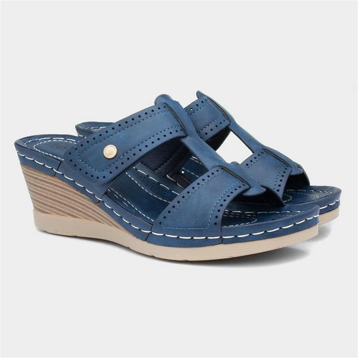 Cushion Walk Sabrina Womens Navy Wedge Mule Sandal 7 Cushion Walk Sabrina Womens Navy Wedge Mule Sandal - Image 5