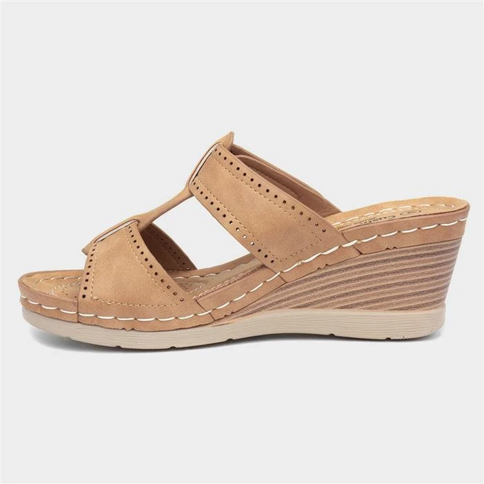 Cushion Walk Sabrina Womens Tan Wedge Mule Sandal 4 Cushion Walk Sabrina Womens Tan Wedge Mule Sandal - Image 2