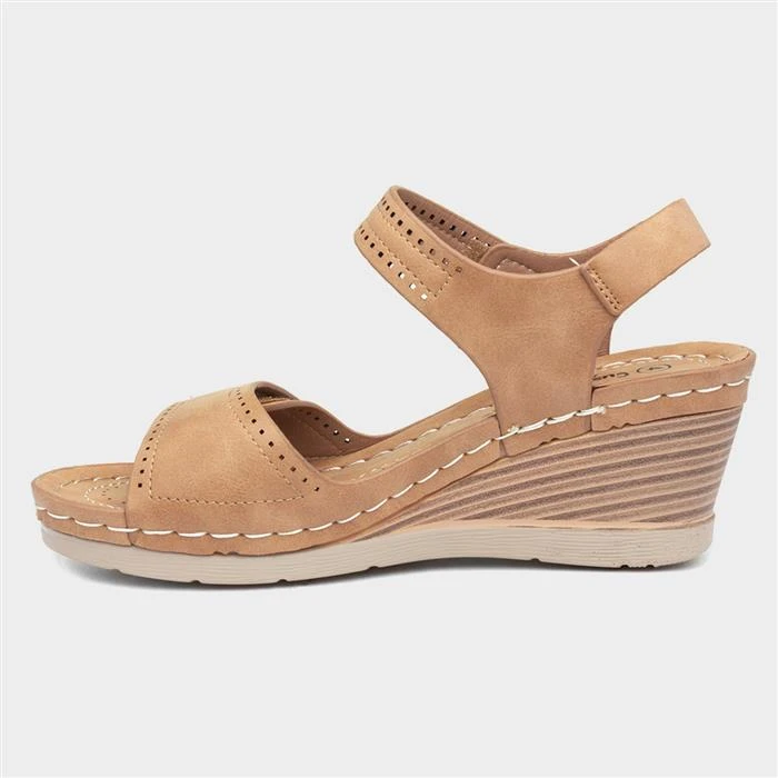Cushion Walk Shelley Womens Tan Wedge Mule Sandal 4 Cushion Walk Shelley Womens Tan Wedge Mule Sandal - Image 2