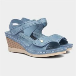 Cushion Walk Shelley Womens Blue Wedge Mule Sandal -UK Shoe Sales 2024 199483 2 L06.20230804000225