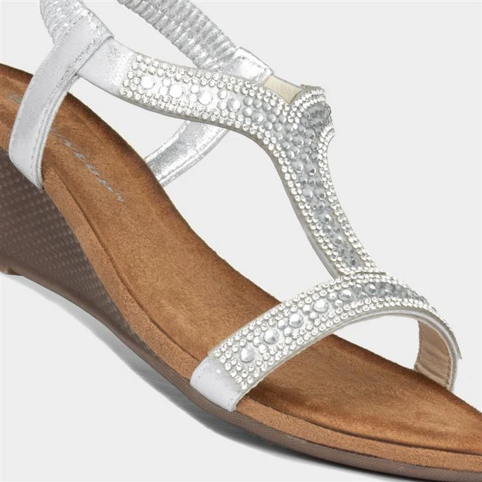 Dunlop Helena Womens Metallic Silver Wedge Sandal 6 Dunlop Helena Womens Metallic Silver Wedge Sandal - Image 4