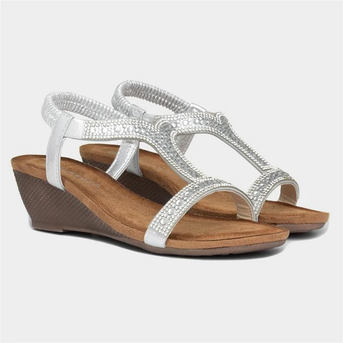 Dunlop Helena Womens Metallic Silver Wedge Sandal 7 Dunlop Helena Womens Metallic Silver Wedge Sandal - Image 5