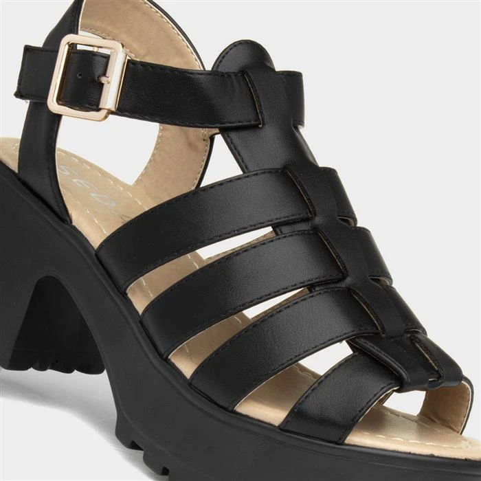 Sedai Ashley Womens Black Chunky Gladiator Sandals 6 Sedai Ashley Womens Black Chunky Gladiator Sandals - Image 4