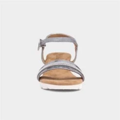 Lotus Panaro Womens Silver Diamante Wedge Sandal