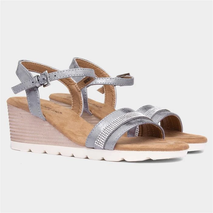 Lotus Panaro Womens Silver Diamante Wedge Sandal 7 Lotus Panaro Womens Silver Diamante Wedge Sandal - Image 5