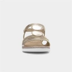 Caprice Womens Metallic Gold Leather Sandal