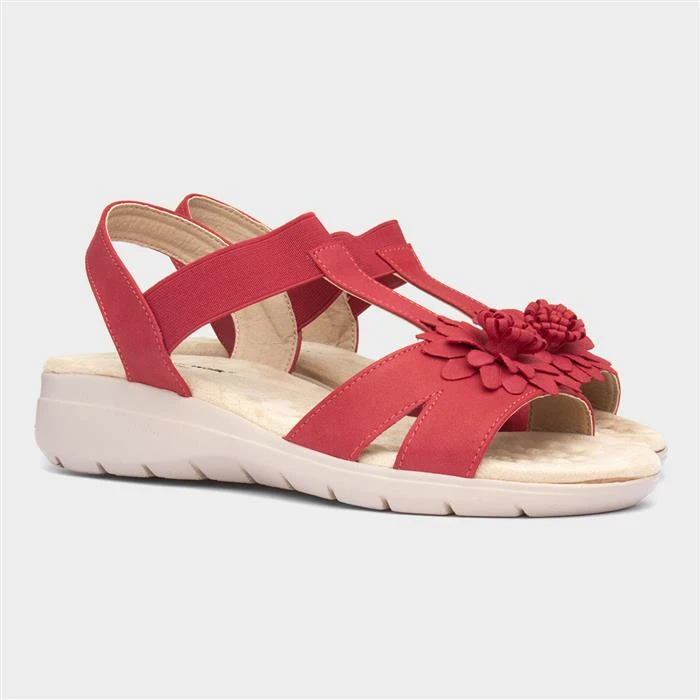 Cushion Walk Flora Womens Red Strappy Sandal 7 Cushion Walk Flora Womens Red Strappy Sandal - Image 5