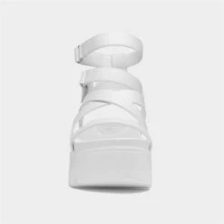 Heart Cynthia Womens White Strappy Chunky Sandal
