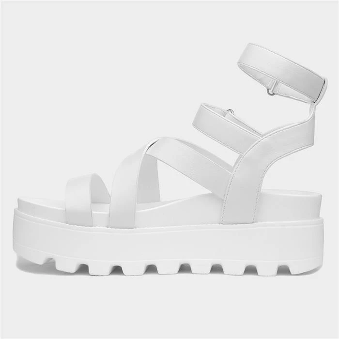 Heart Cynthia Womens White Strappy Chunky Sandal 4 Heart Cynthia Womens White Strappy Chunky Sandal - Image 2