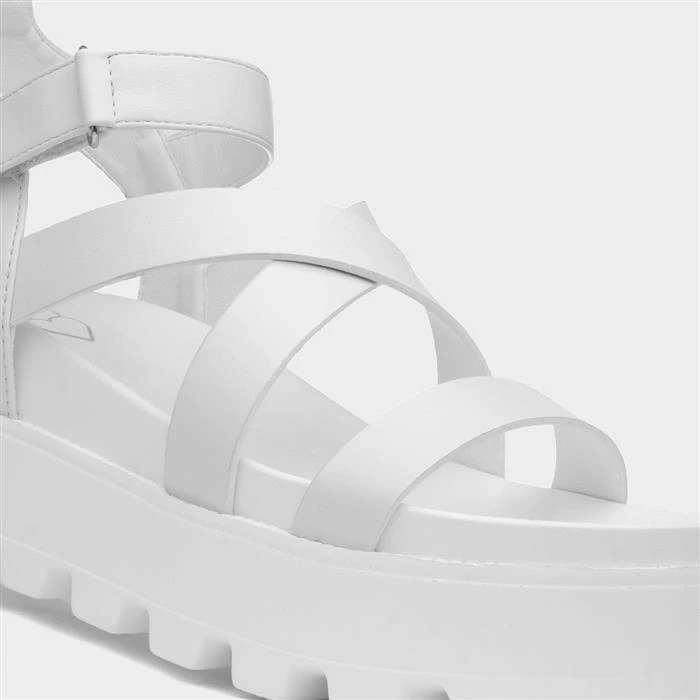 Heart Cynthia Womens White Strappy Chunky Sandal 6 Heart Cynthia Womens White Strappy Chunky Sandal - Image 4