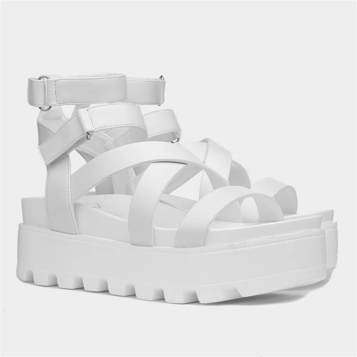 Heart Cynthia Womens White Strappy Chunky Sandal 7 Heart Cynthia Womens White Strappy Chunky Sandal - Image 5