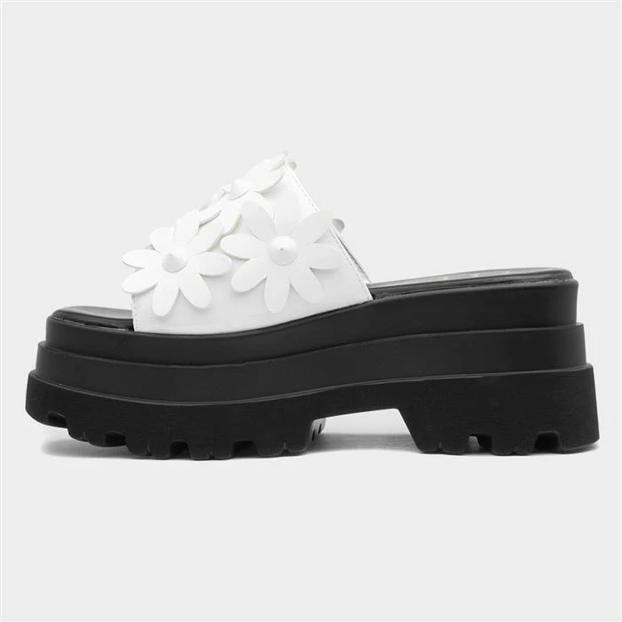 Heart Swag01 Womens White Flower Sandal 4 Heart Swag01 Womens White Flower Sandal - Image 2