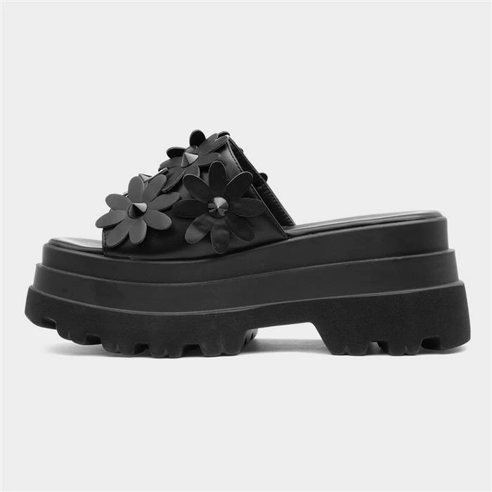 Heart Swag01 Womens Black Flower Sandal 4 Heart Swag01 Womens Black Flower Sandal - Image 2