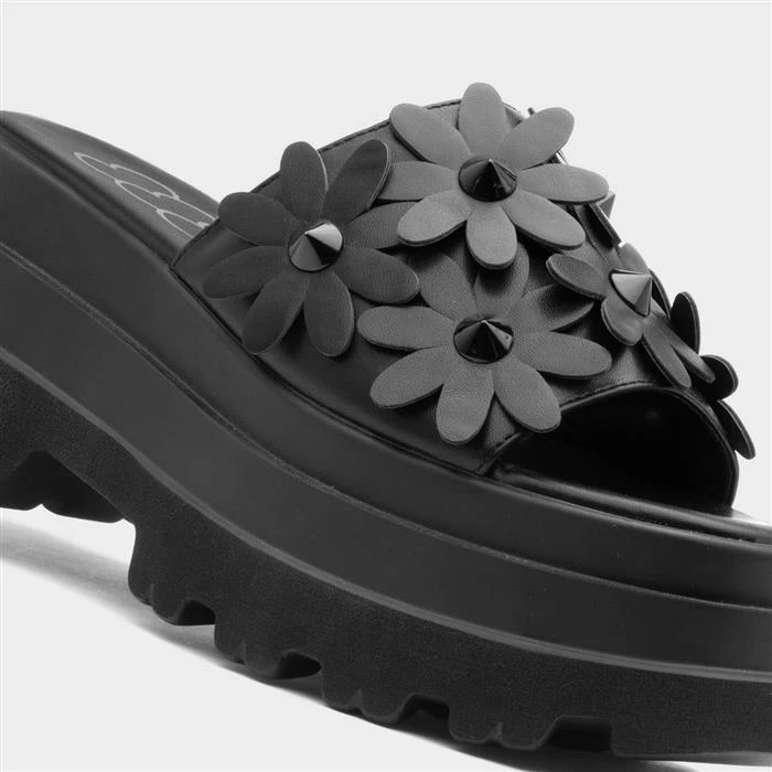 Heart Swag01 Womens Black Flower Sandal 6 Heart Swag01 Womens Black Flower Sandal - Image 4
