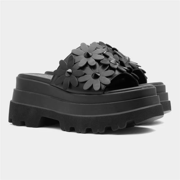 Heart Swag01 Womens Black Flower Sandal 7 Heart Swag01 Womens Black Flower Sandal - Image 5