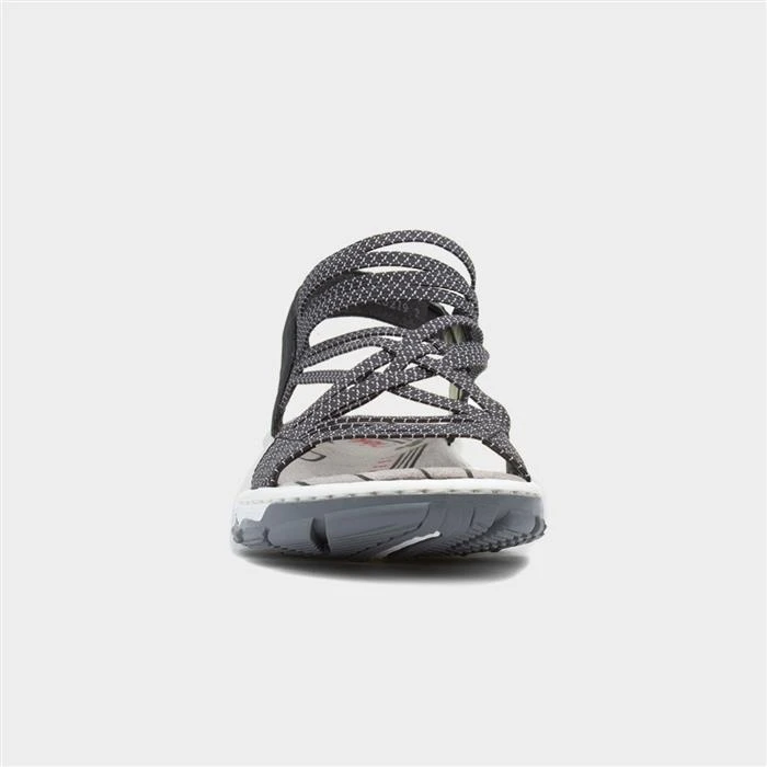 Rieker Womens Black Stretch Strappy Sandals 3 Rieker Womens Black Stretch Strappy Sandals