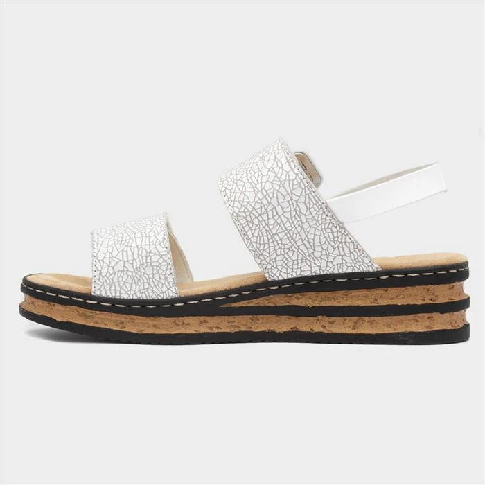 Rieker Womens White Crackle Print Leather Sandal 4 Rieker Womens White Crackle Print Leather Sandal - Image 2