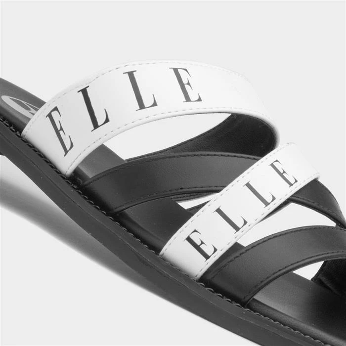 Elle Oceana Womens Black And White Strappy Slider 6 Elle Oceana Womens Black And White Strappy Slider - Image 4