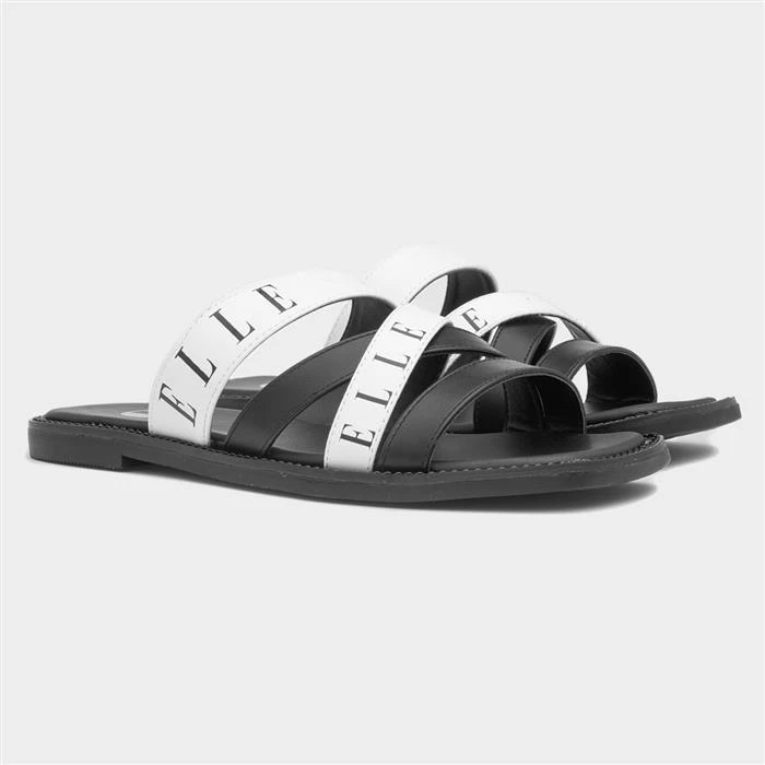 Elle Oceana Womens Black And White Strappy Slider 7 Elle Oceana Womens Black And White Strappy Slider - Image 5