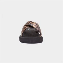 Dunlop Mindy Womens Black Chocolate Leopard Slider