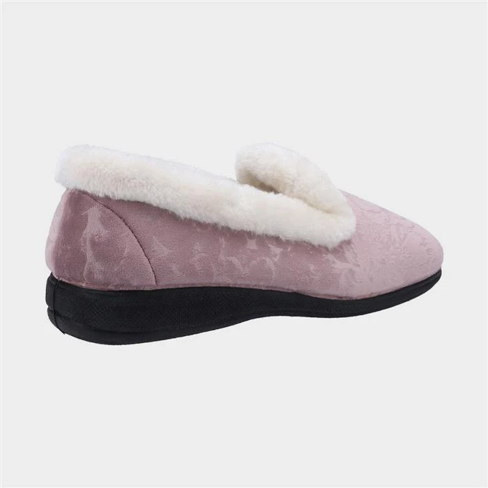 Fleet & Foster Adelaide Womens Pink Velour Slipper 4 Fleet & Foster Adelaide Womens Pink Velour Slipper - Image 2