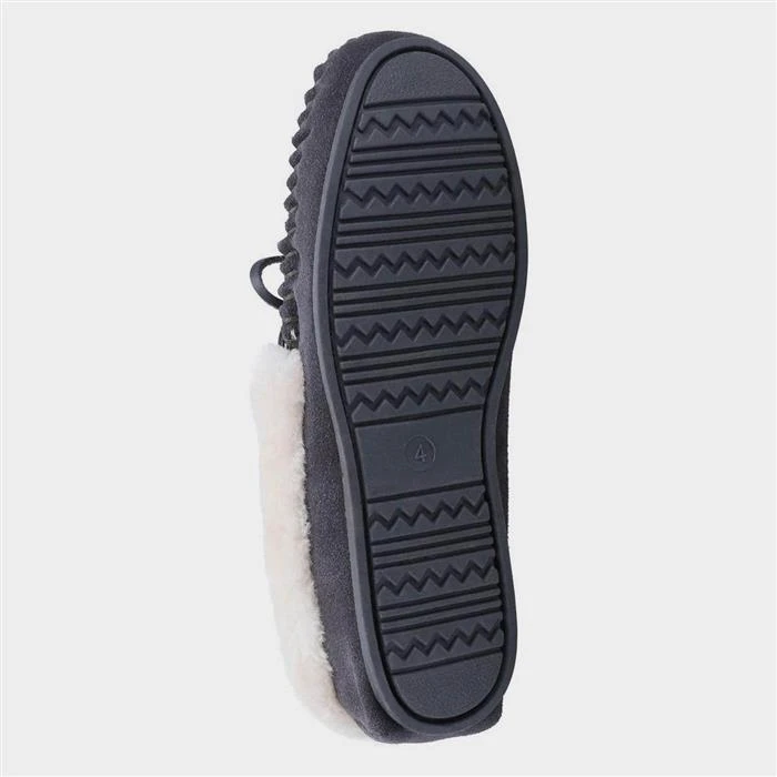 Cotswold Sopworth Womens Grey Moccasin Slipper 5 Cotswold Sopworth Womens Grey Moccasin Slipper - Image 3