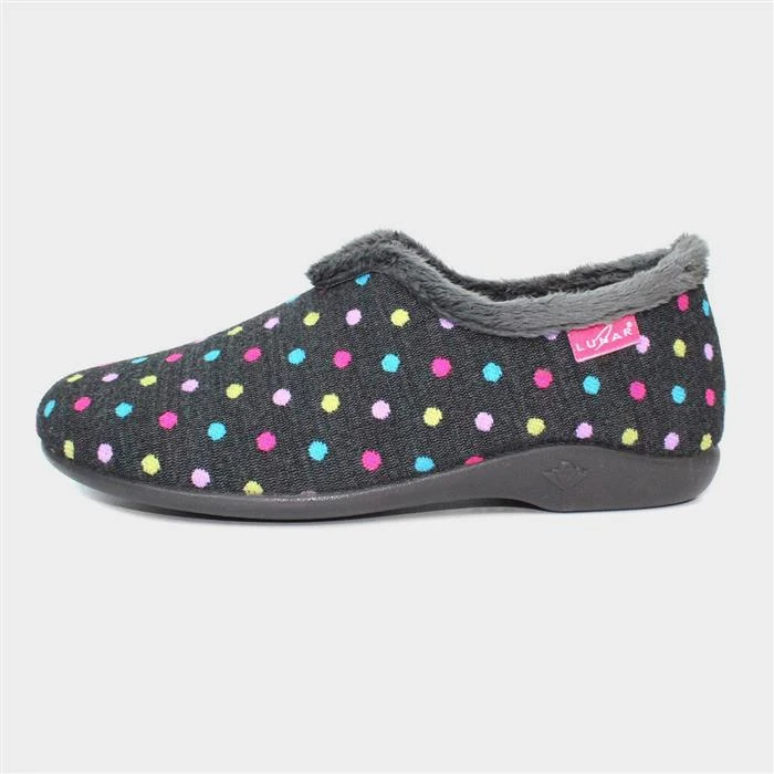 Lunar Lava Womens Black Spotty Slipper 4 Lunar Lava Womens Black Spotty Slipper - Image 2