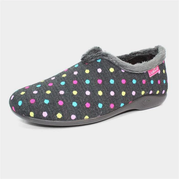 Lunar Lava Womens Black Spotty Slipper 5 Lunar Lava Womens Black Spotty Slipper - Image 3