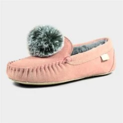 Lazy Dogz Bessie Pink Suede Slipper -UK Shoe Sales 2024 692132 3 L03.20221110000834