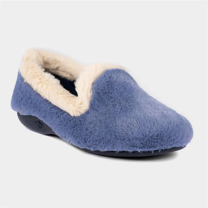 Lunar Shake Womens Blue Faux Fur Slipper 4 Lunar Shake Womens Blue Faux Fur Slipper - Image 2