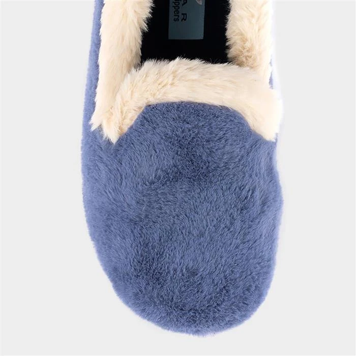 Lunar Shake Womens Blue Faux Fur Slipper 5 Lunar Shake Womens Blue Faux Fur Slipper - Image 3