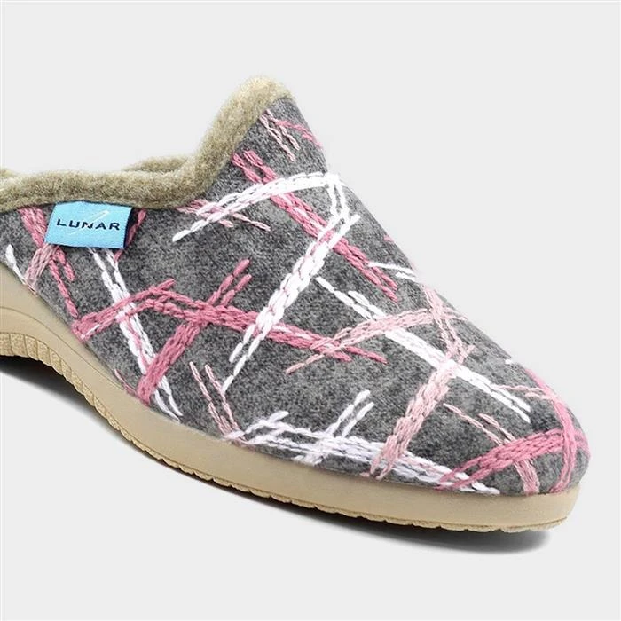 Lunar Erin Womens Grey Mule Slippers 5 Lunar Erin Womens Grey Mule Slippers - Image 3