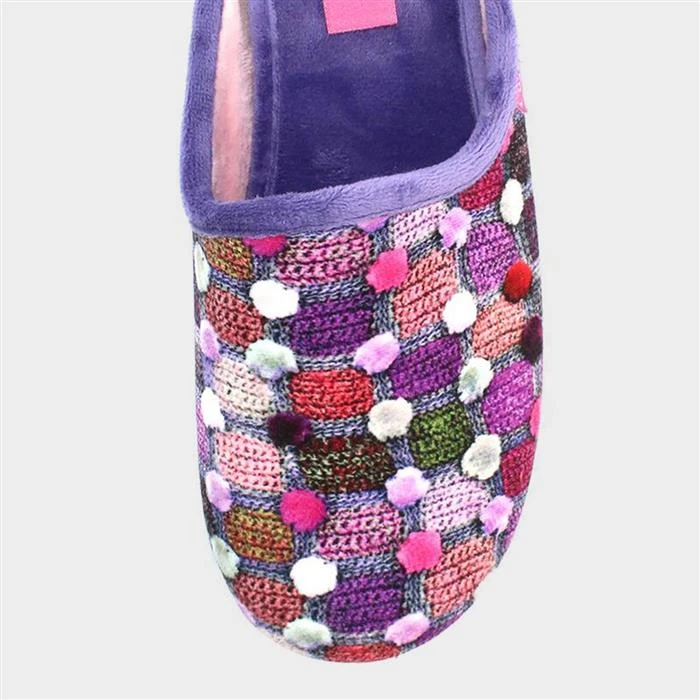 Lunar Crackle Womens Purple Spotty Mule Slipper 5 Lunar Crackle Womens Purple Spotty Mule Slipper - Image 3