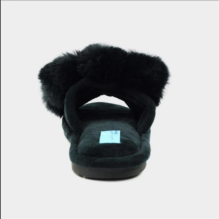Lunar Octavia Womens Black Faux Fur Slider Slipper 4 Lunar Octavia Womens Black Faux Fur Slider Slipper - Image 2