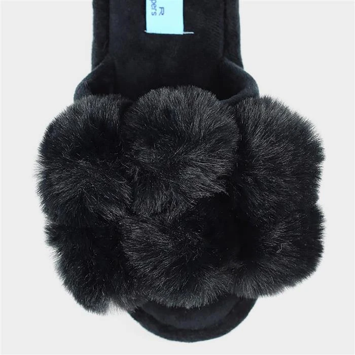 Lunar Octavia Womens Black Faux Fur Slider Slipper 5 Lunar Octavia Womens Black Faux Fur Slider Slipper - Image 3