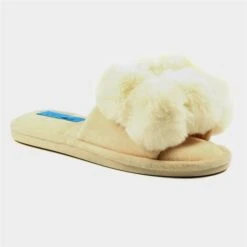 Lunar Octavia Womens White Faux Fur Slider Slipper