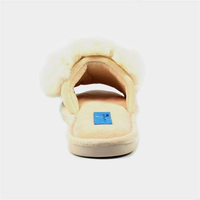 Lunar Octavia Womens White Faux Fur Slider Slipper 4 Lunar Octavia Womens White Faux Fur Slider Slipper - Image 2
