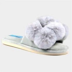 Lunar Octavia Womens Grey Faux Fur Slider Slipper