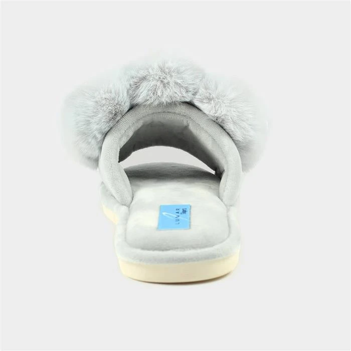 Lunar Octavia Womens Grey Faux Fur Slider Slipper 4 Lunar Octavia Womens Grey Faux Fur Slider Slipper - Image 2