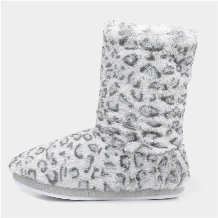 The Slipper Company Womens Grey Leopard Bootie 4 The Slipper Company Womens Grey Leopard Bootie - Image 2