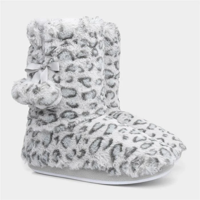 The Slipper Company Womens Grey Leopard Bootie 7 The Slipper Company Womens Grey Leopard Bootie - Image 5