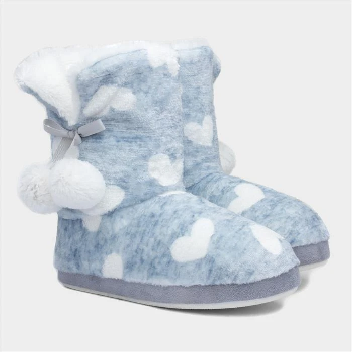 The Slipper Company Womens Blue Hearts Bootie 7 The Slipper Company Womens Blue Hearts Bootie - Image 5