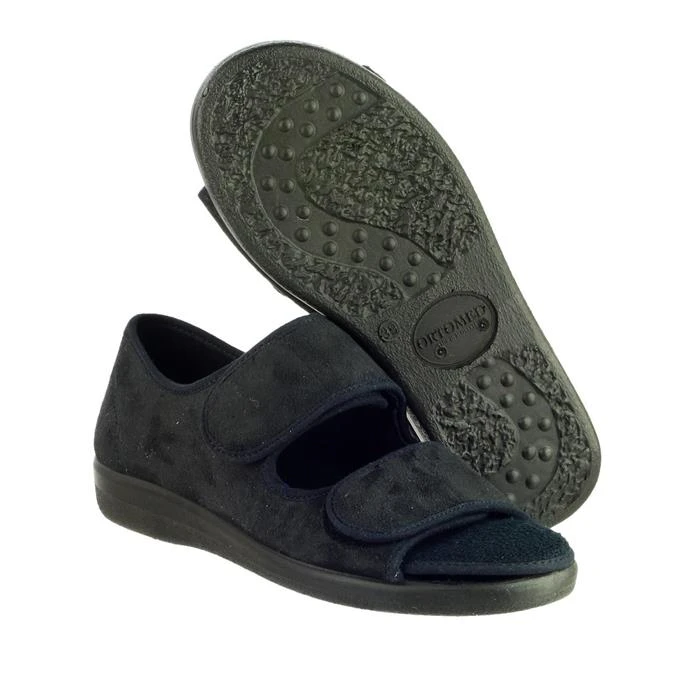 GBS Brompton Womens Black Easy Fasten Slipper 4 GBS Brompton Womens Black Easy Fasten Slipper - Image 2