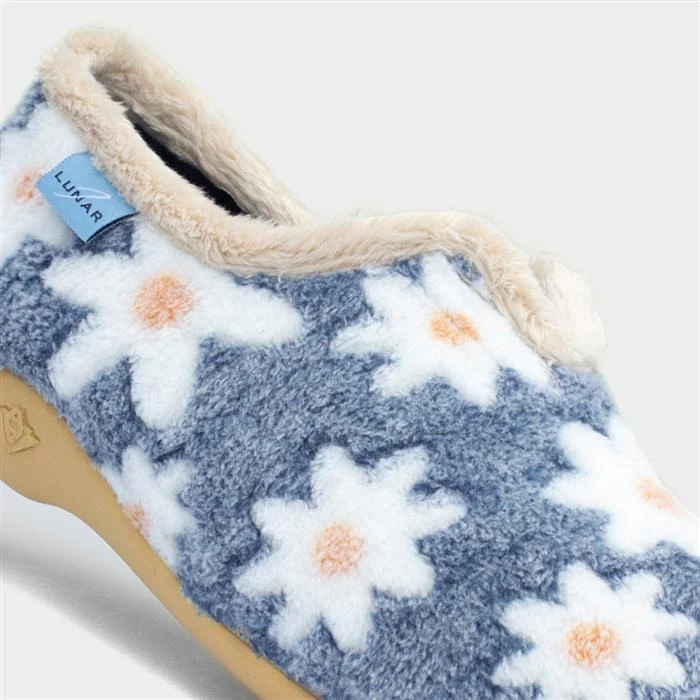 Lunar Daisy Womens Blue Floral Full Slipper 6 Lunar Daisy Womens Blue Floral Full Slipper - Image 4