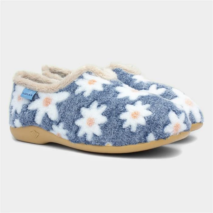 Lunar Daisy Womens Blue Floral Full Slipper 7 Lunar Daisy Womens Blue Floral Full Slipper - Image 5