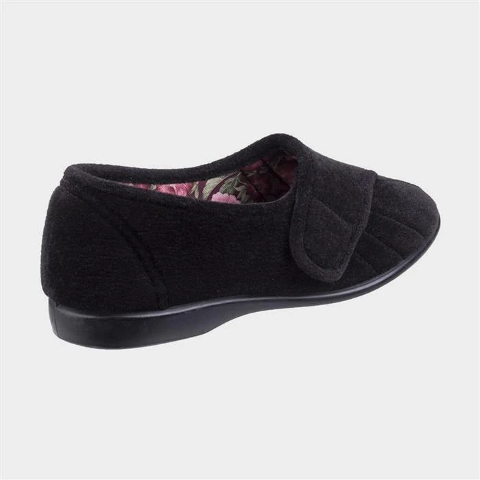 GBS Audrey Womens Black Easy Fasten Slipper 4 GBS Audrey Womens Black Easy Fasten Slipper - Image 2
