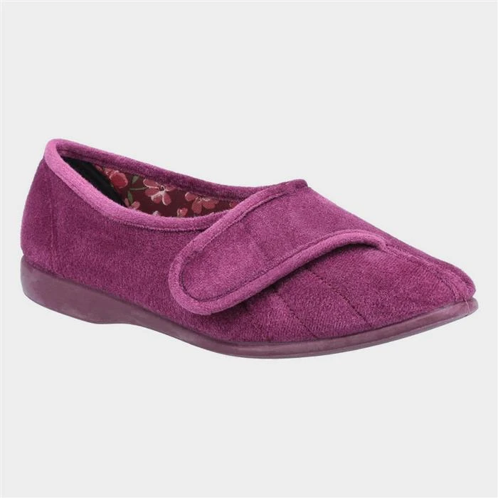 GBS Audrey Womens Purple Easy Fasten Slipper 3 GBS Audrey Womens Purple Easy Fasten Slipper
