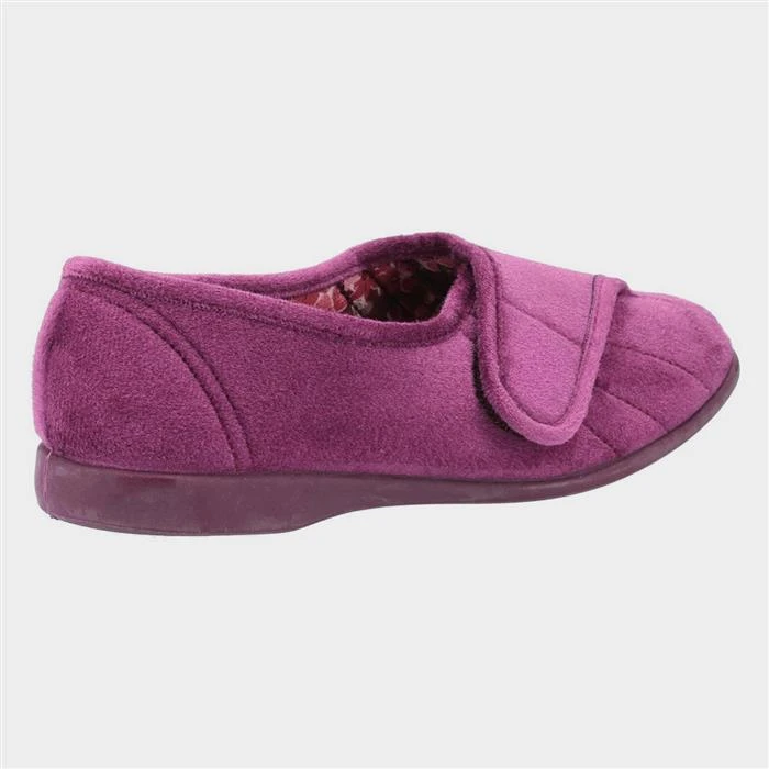 GBS Audrey Womens Purple Easy Fasten Slipper 4 GBS Audrey Womens Purple Easy Fasten Slipper - Image 2