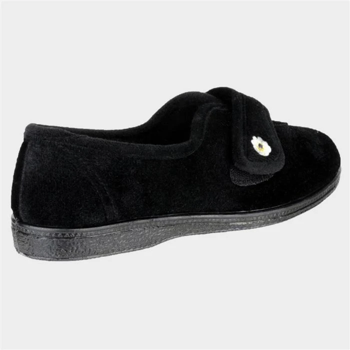 Mirak Andrea Womens Black Easy Fasten Slipper 3 Mirak Andrea Womens Black Easy Fasten Slipper